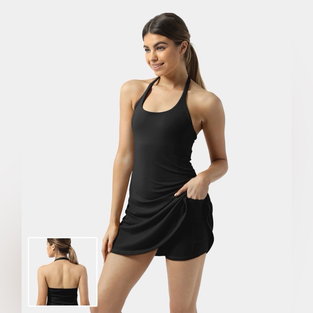 Halara- Softlyzero™ Plush Halter Backless 2-in-1 Pocket Mini Slip Active Dress